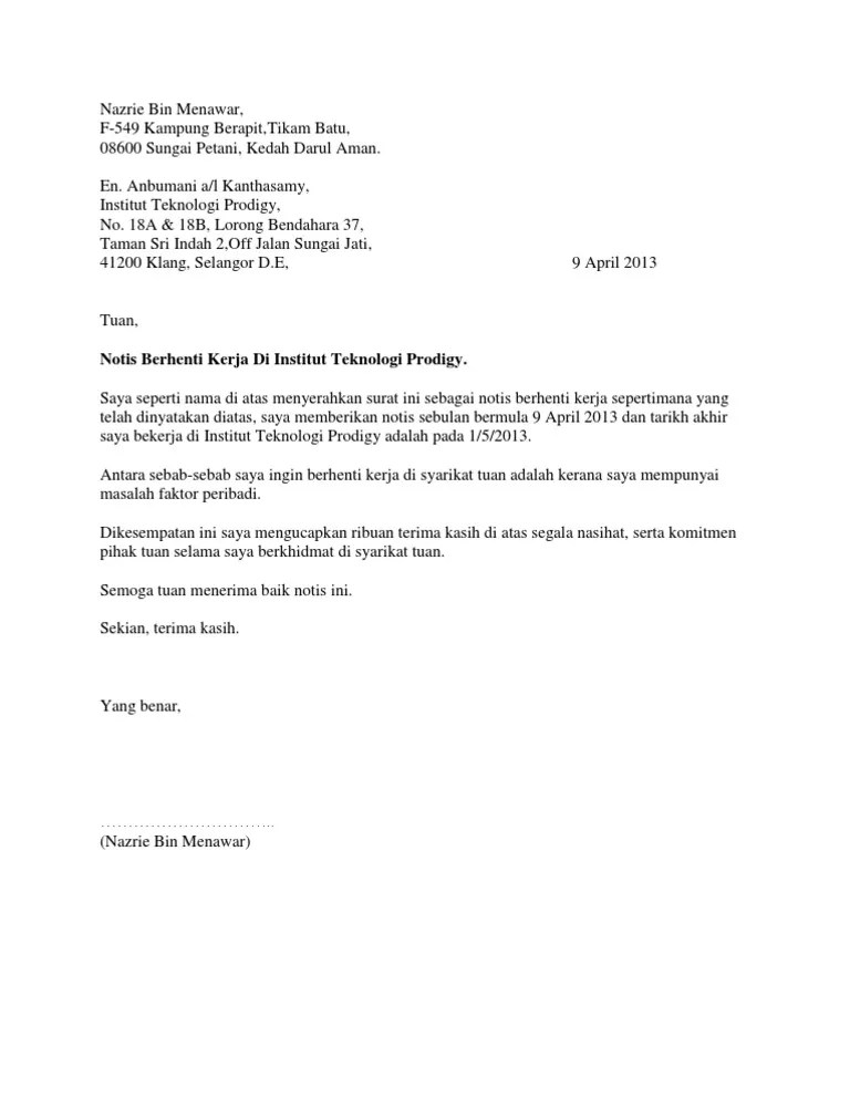 Pelajari Contoh Surat Berhenti Kerja Disebabkan Masalah Keluarga