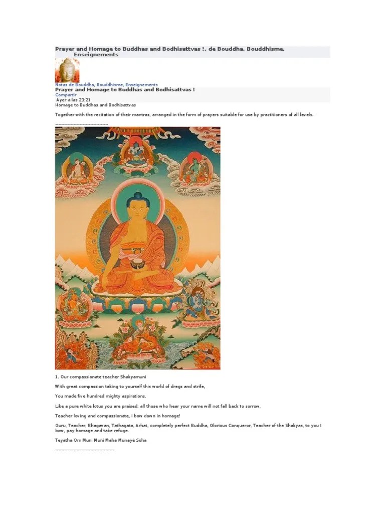 Prayer and Homage to Buddhas and Bodhisattvas Buddhist Philosophy