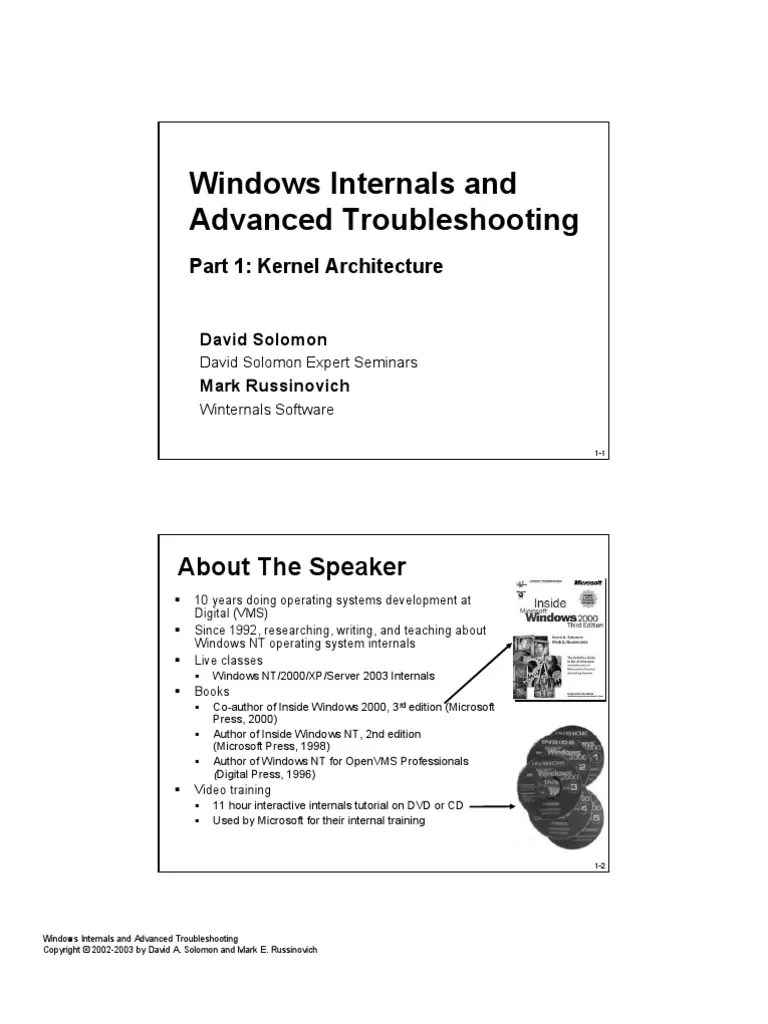 Windows Internals, Part 2, 7th Edition Microsoft Press Store