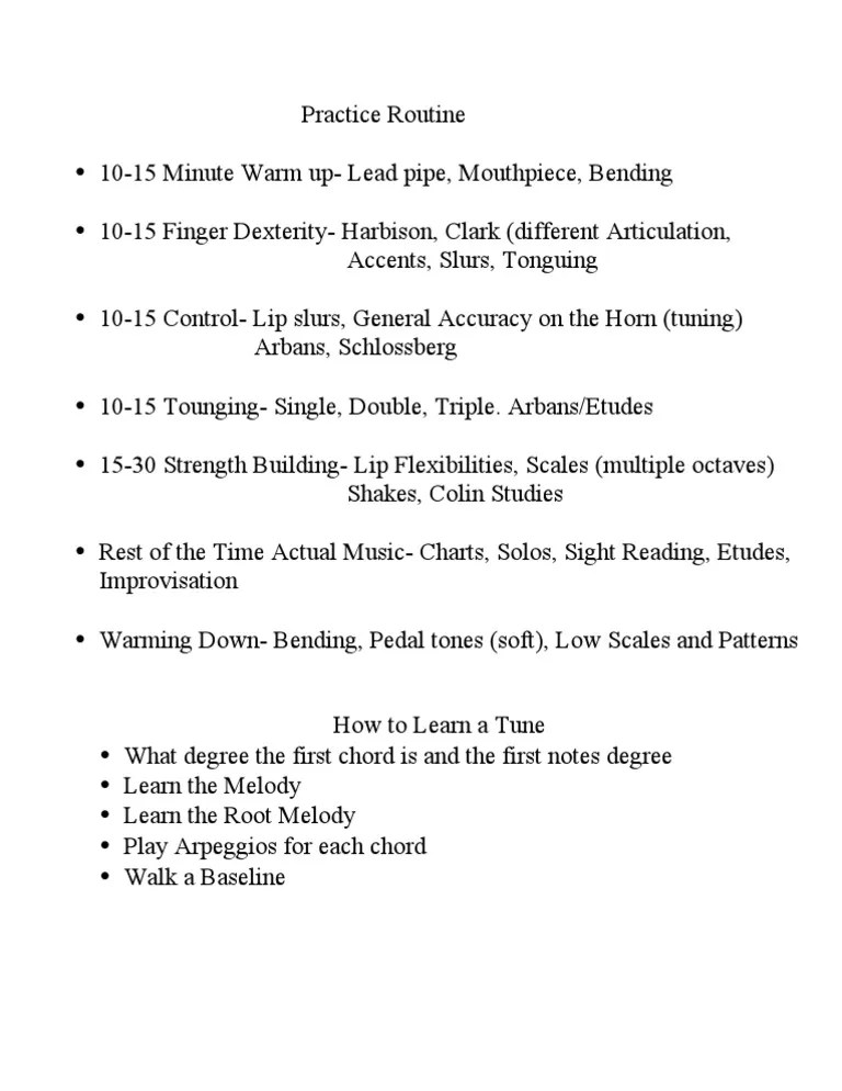 Daily Trumpet Practice Routine PDF