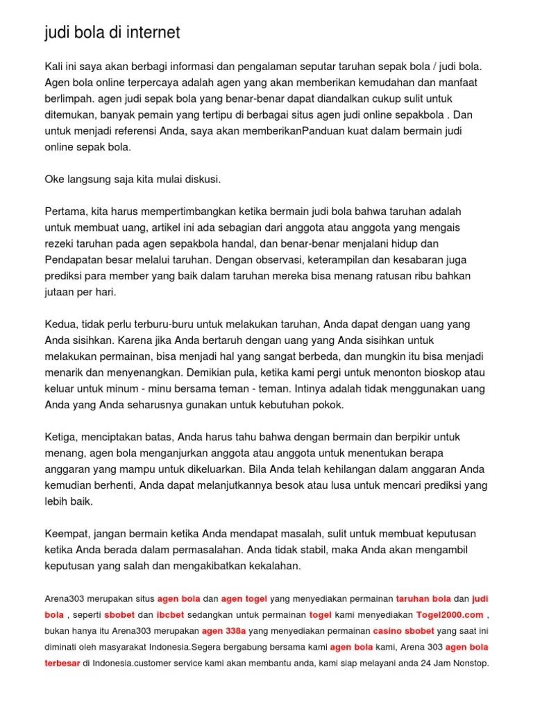 Judi Bola Di Internet | PDF