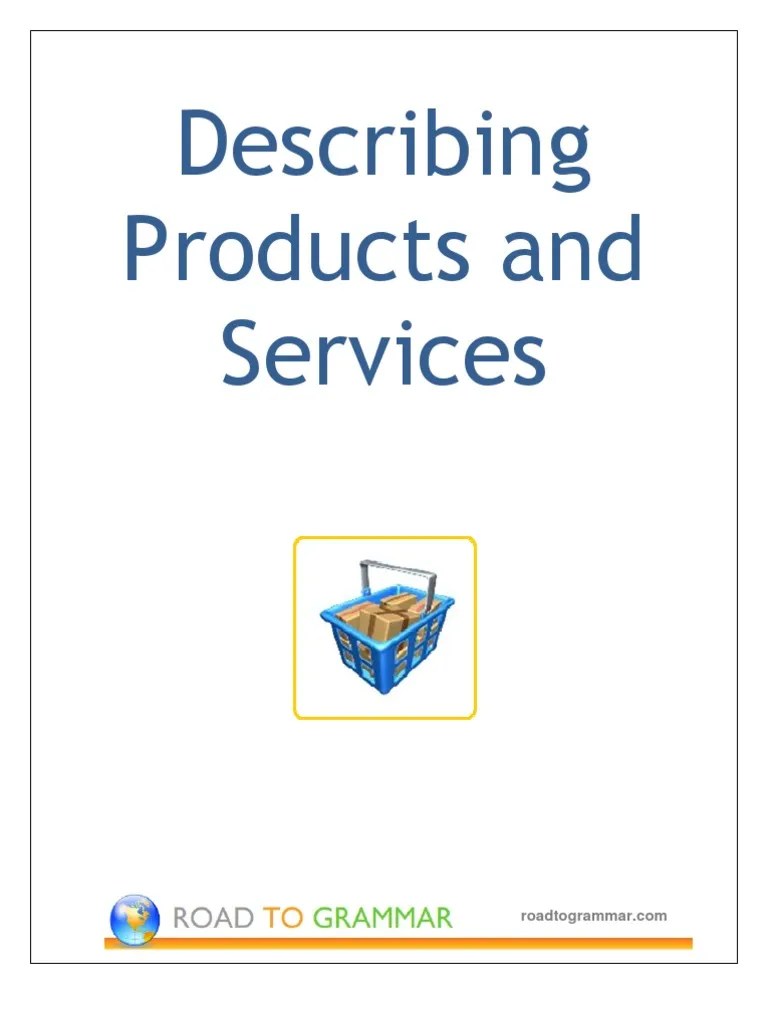 ESL Vocabulary Worksheet Describing Products and Services