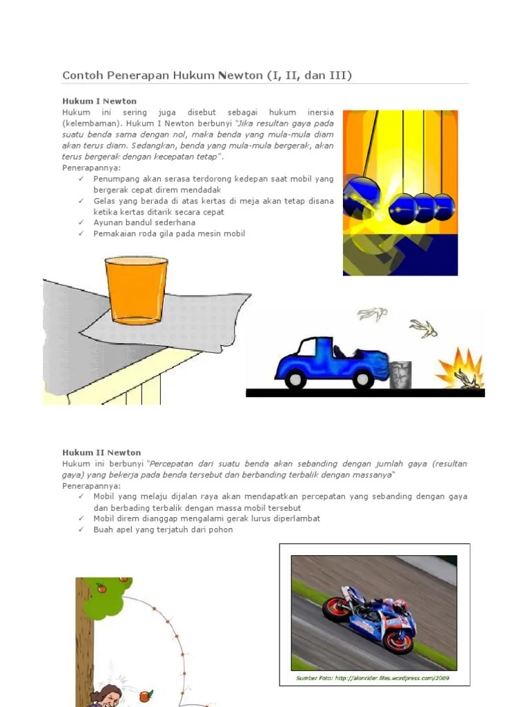 Contoh Penerapan Hukum Newton