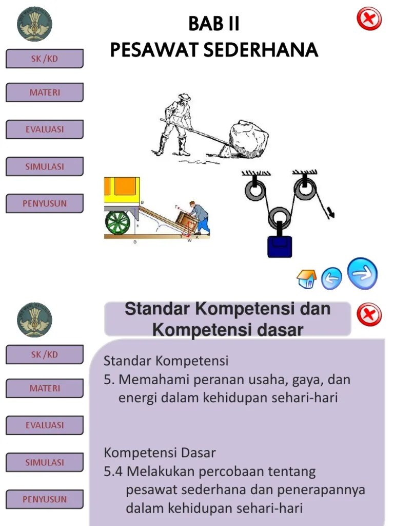 Disebut pesawat sederhana karena hanya memerlukan satu gaya untuk. Pesawat Sederhana