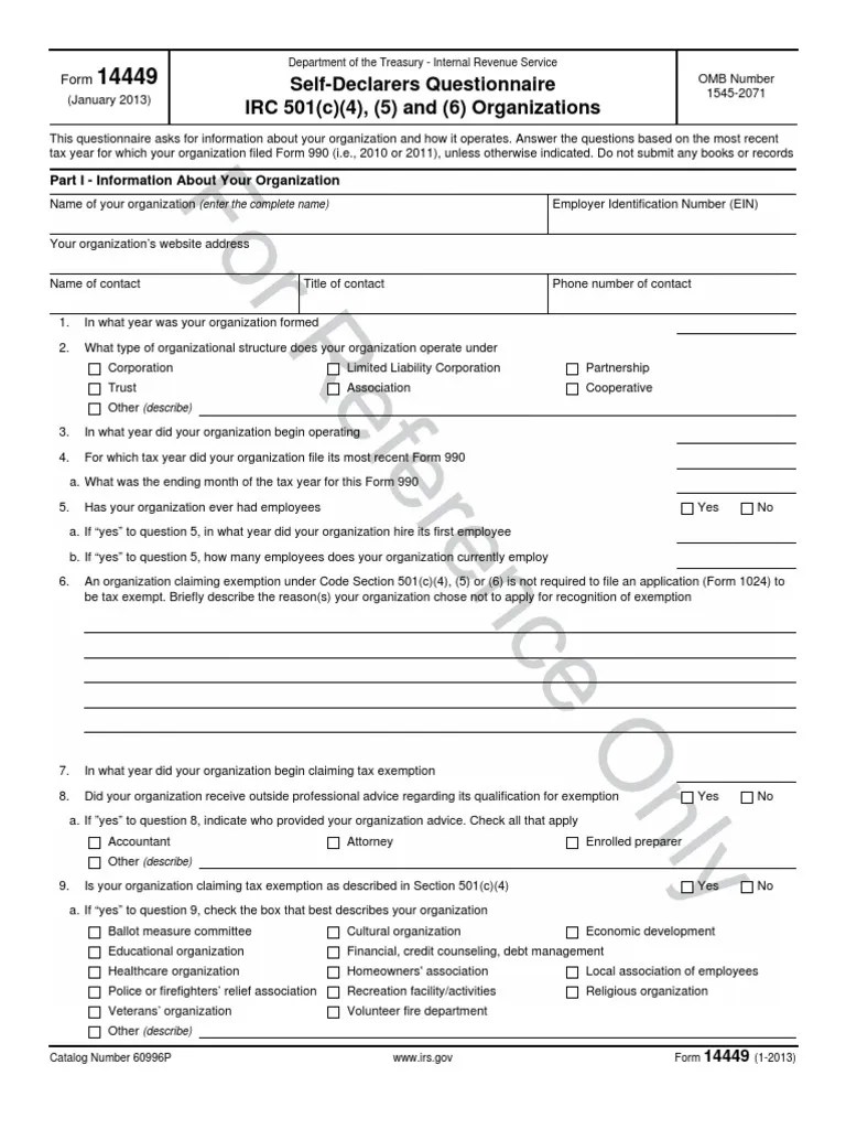 IRS for 501c4 Form14449 Irs Tax Forms 501(C) Organization