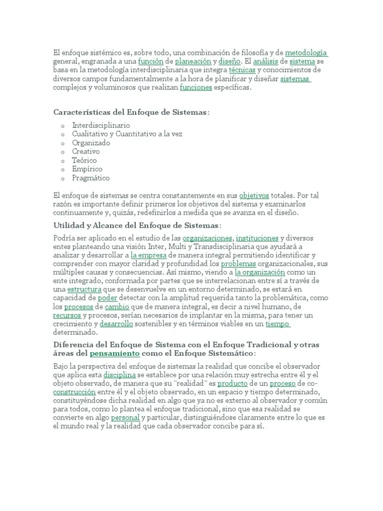 El enfoque sistémico