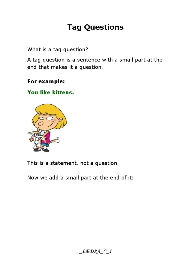 Tag Questions Rules PDF Verb Sentence (Linguistics)