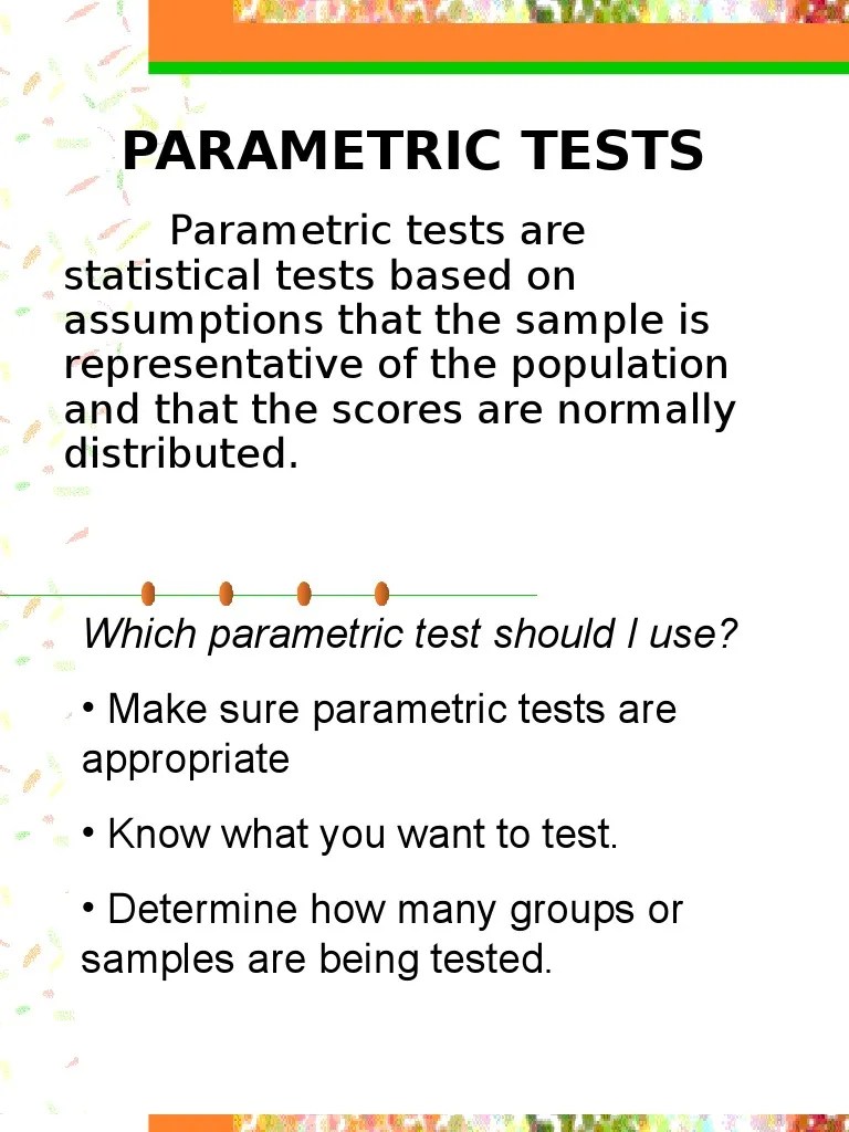Parametric Tests Student's T Test Correlation And Dependence