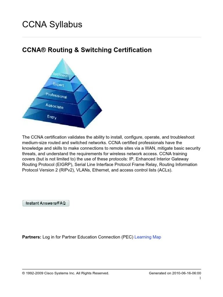 CCNA Syllabus CCNA® Routing & Switching Certification PDF