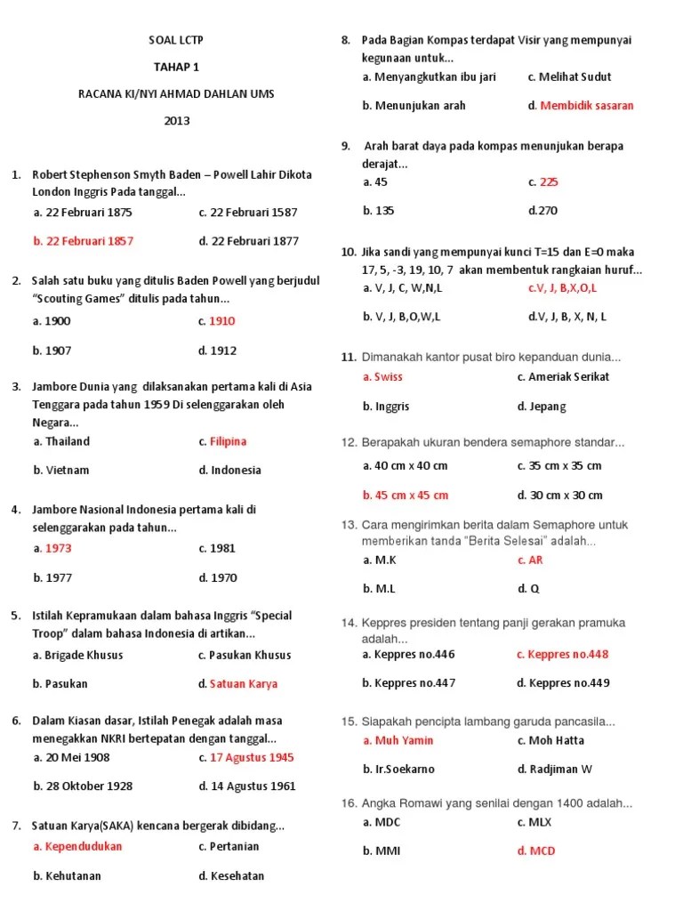 Soal Cerdas Cermat Pramuka Smp