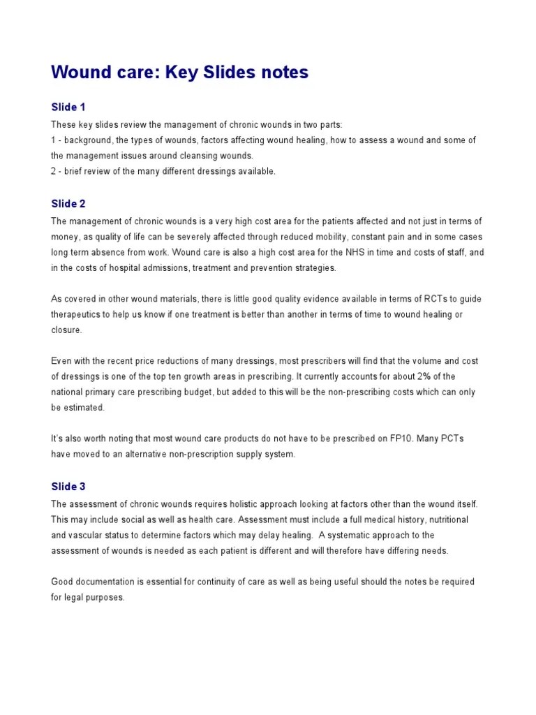 Wound Care Notes PDF Wound Infection Control