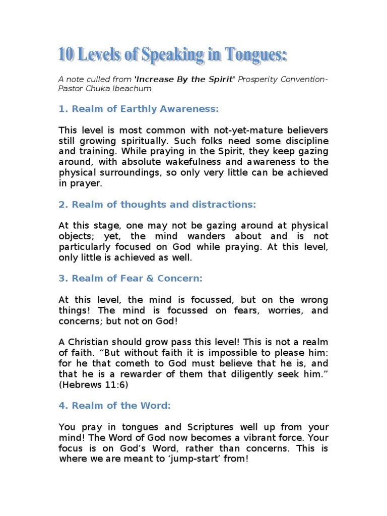 10 Levels of Speaking in Tongues PDF Prophecy Prayer