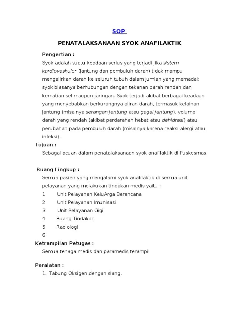 Sop Syok Anafilaktik | PDF