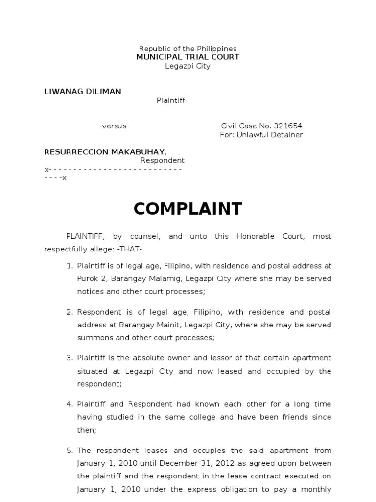 sample complaint for ejectment.doc Plaintiff