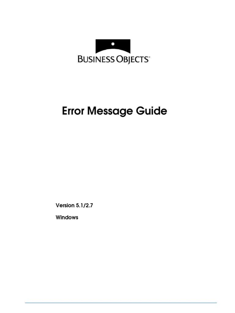 SAP BO Errors Guide PDF Portable Document Format Databases