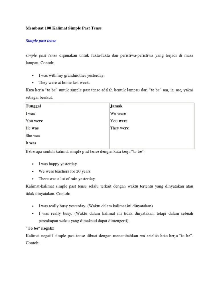Membuat 100 Kalimat Simple Past Tense