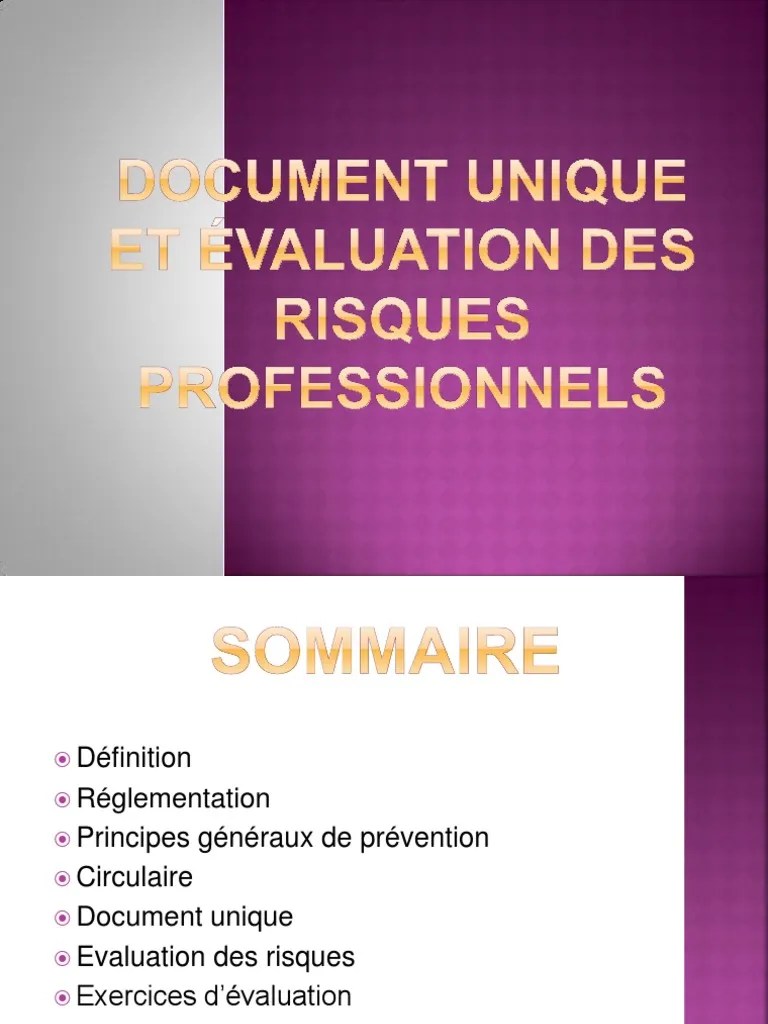Document unique et évaluation des risques professionnels