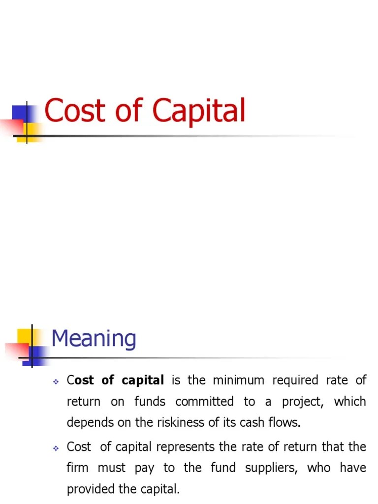 Cost of Capital Cost Of Capital Preferred Stock