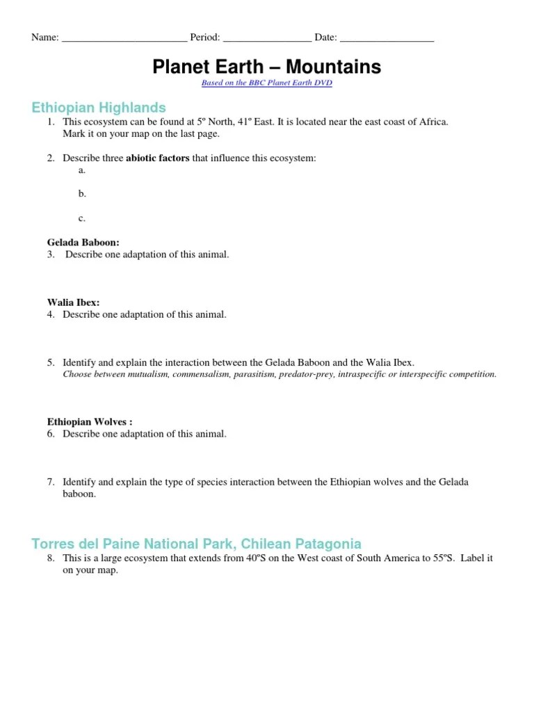 Earth Mountains Worksheet Answers Free Download Qstion.co