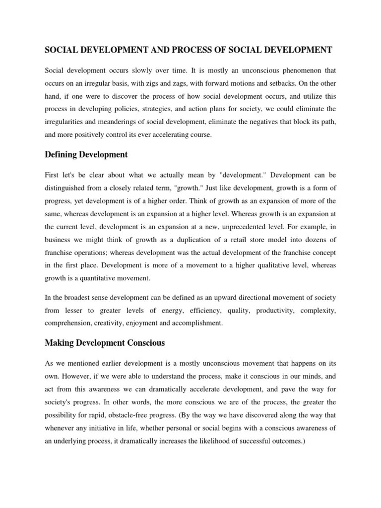 Social Development and Process of Social Development PDF Innovation
