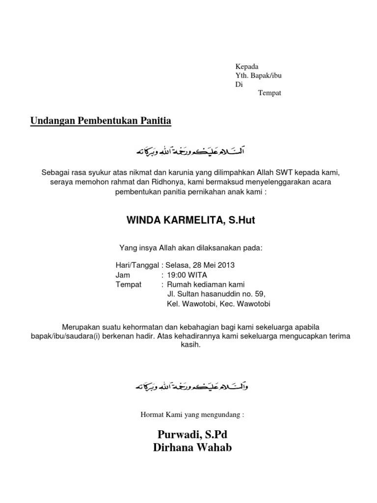 Undangan Pembentukan Panitia | PDF