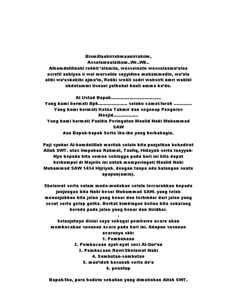 Contoh Susunan Acara Maulid Nabi Di Masjid – Beinyu.com