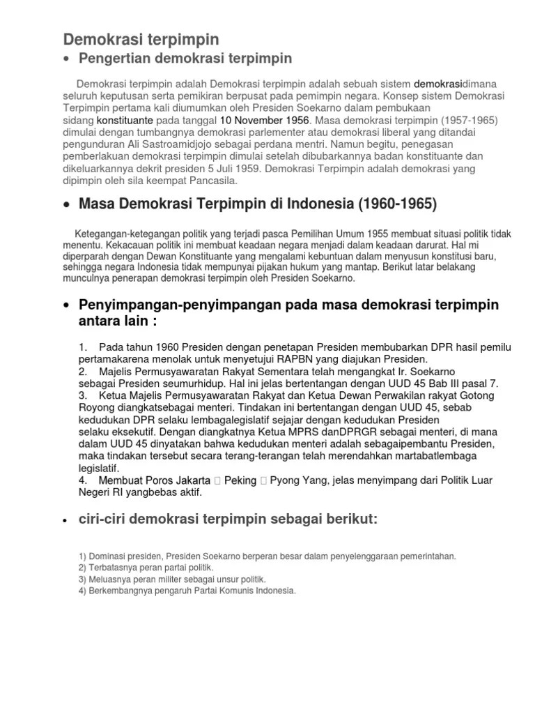 Jelaskan Perbedaan Dalam Pelaksanaan Demokrasi Liberal Dan Terpimpin