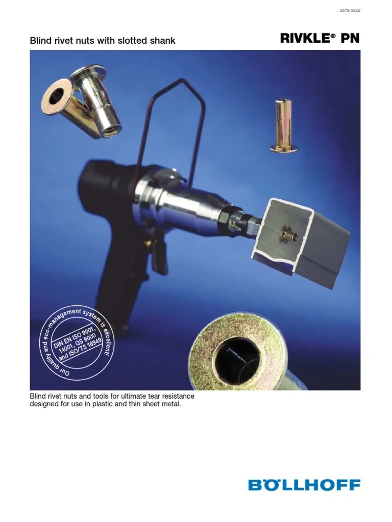 Bollhoff Rivkle Blind Rivet Nut With Slotted Shank PDF Rivet