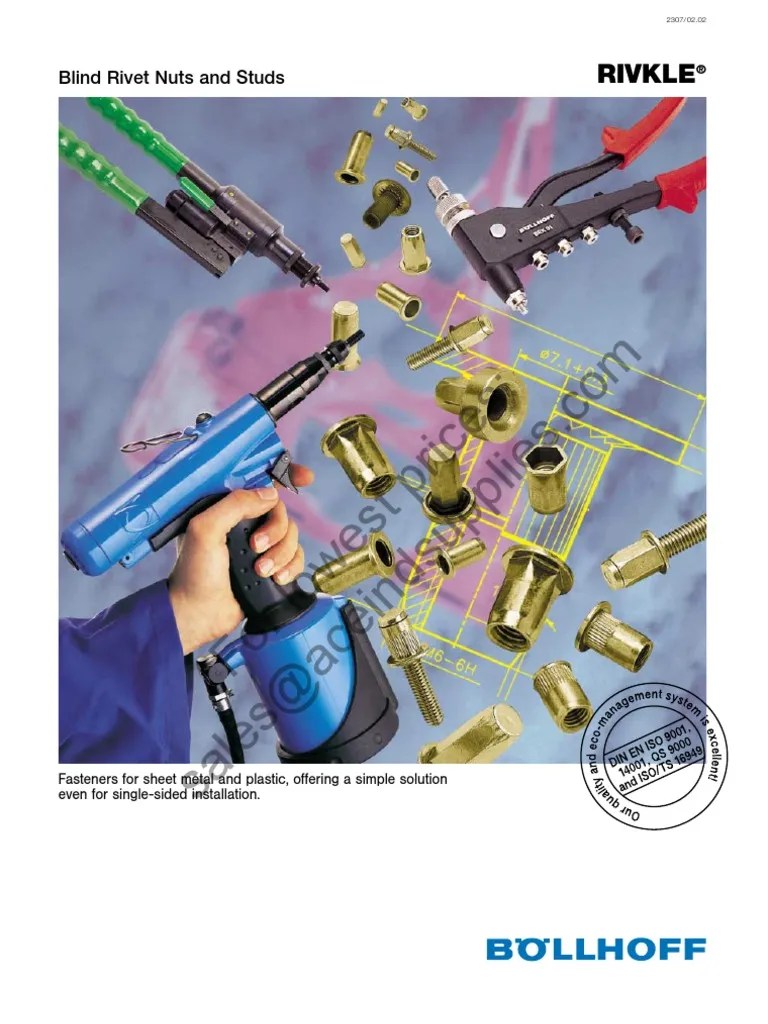 Bollhoff Rivkle Blind Rivet Nuts PDF Rivet Screw