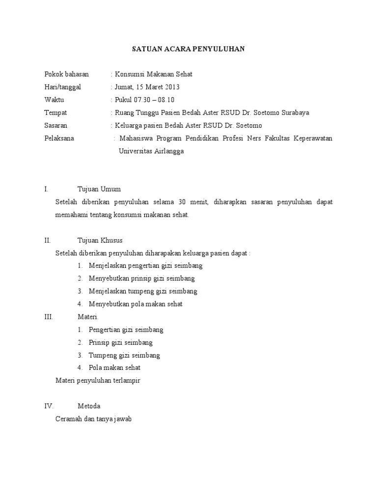 SAP Konsumsi Makanan Sehat | PDF