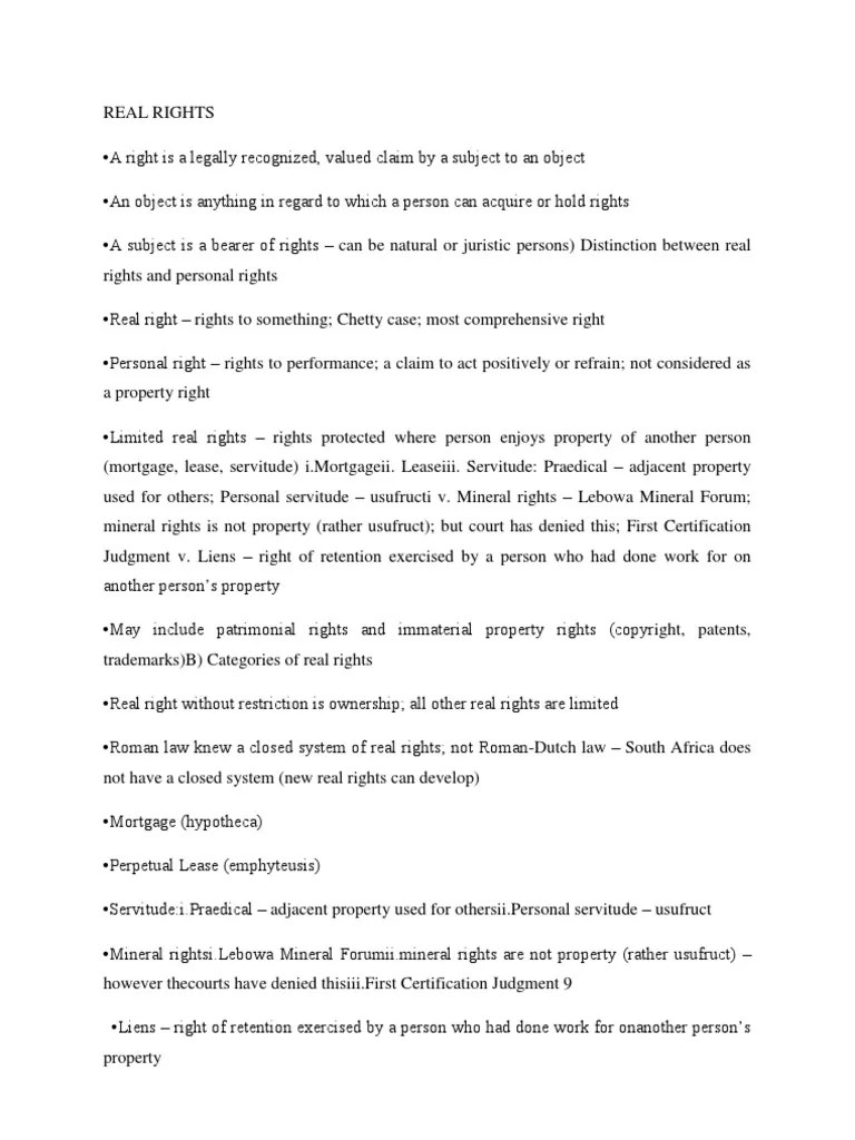 Real Rights PDF Property Mortgage Law
