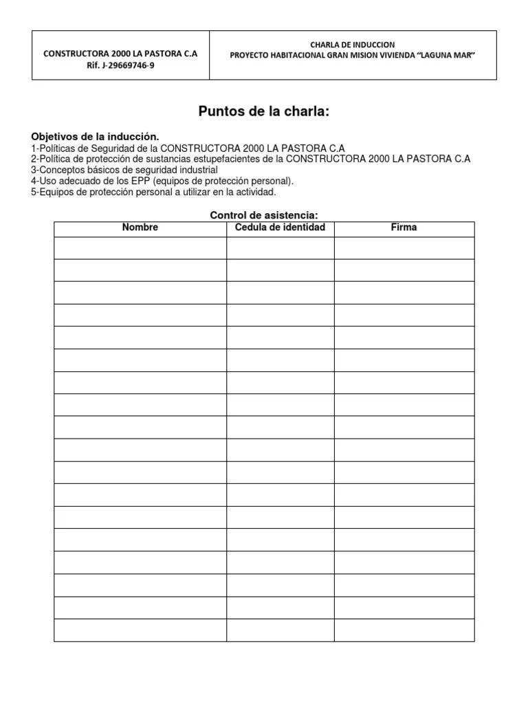 CHARLA DE INDUCCIÓN DE SEGURIDAD Construccion de gran mision vivienda