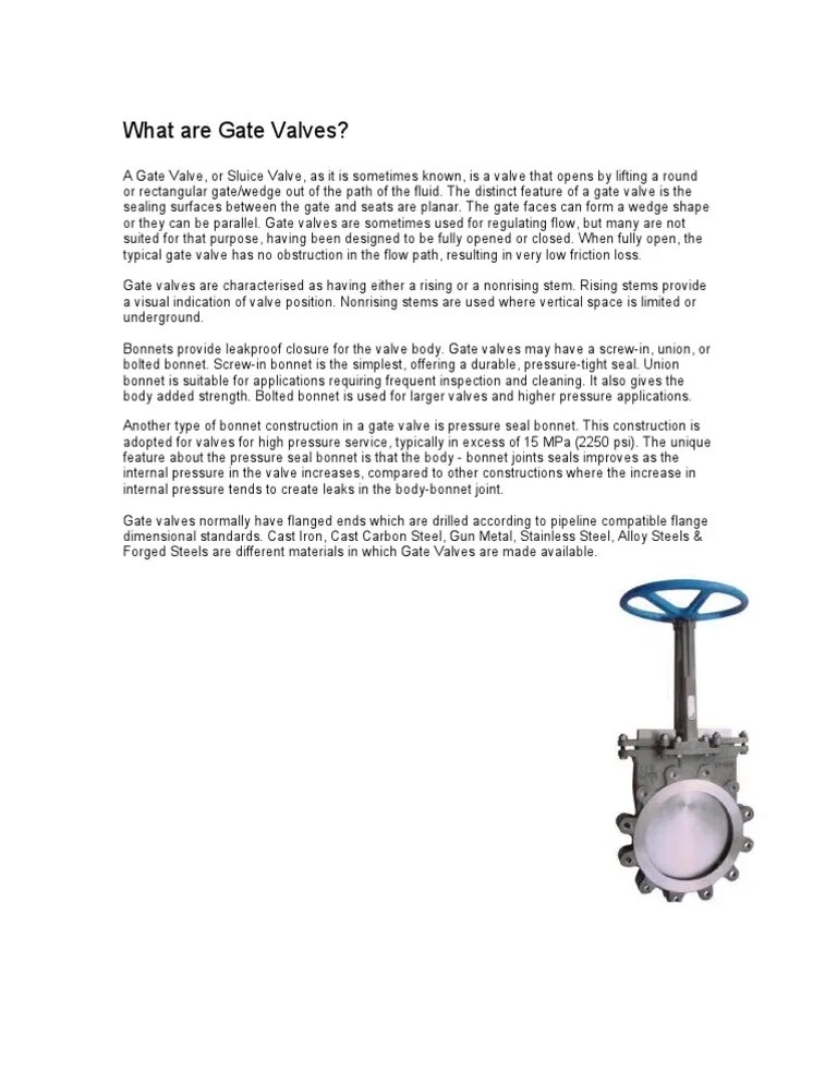 An Overview of Gate Valve Design, Operation, and Common Materials | PDF