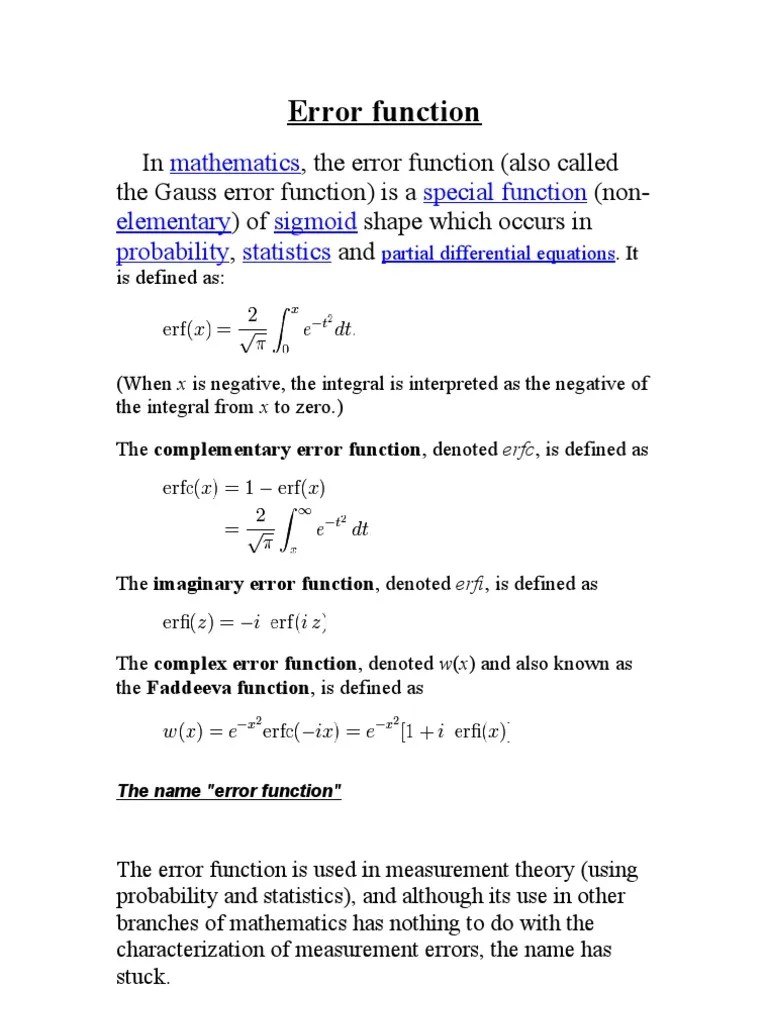 Error Function.sfe Calculus Physics & Mathematics