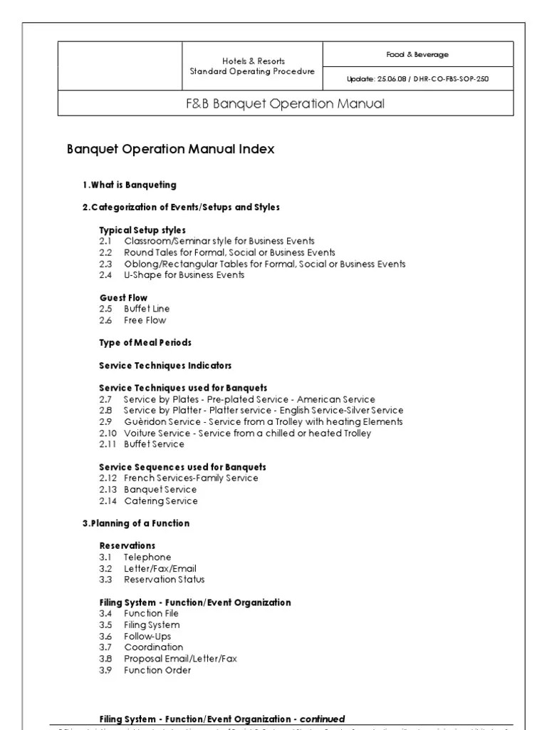 Banquet Operation Manual