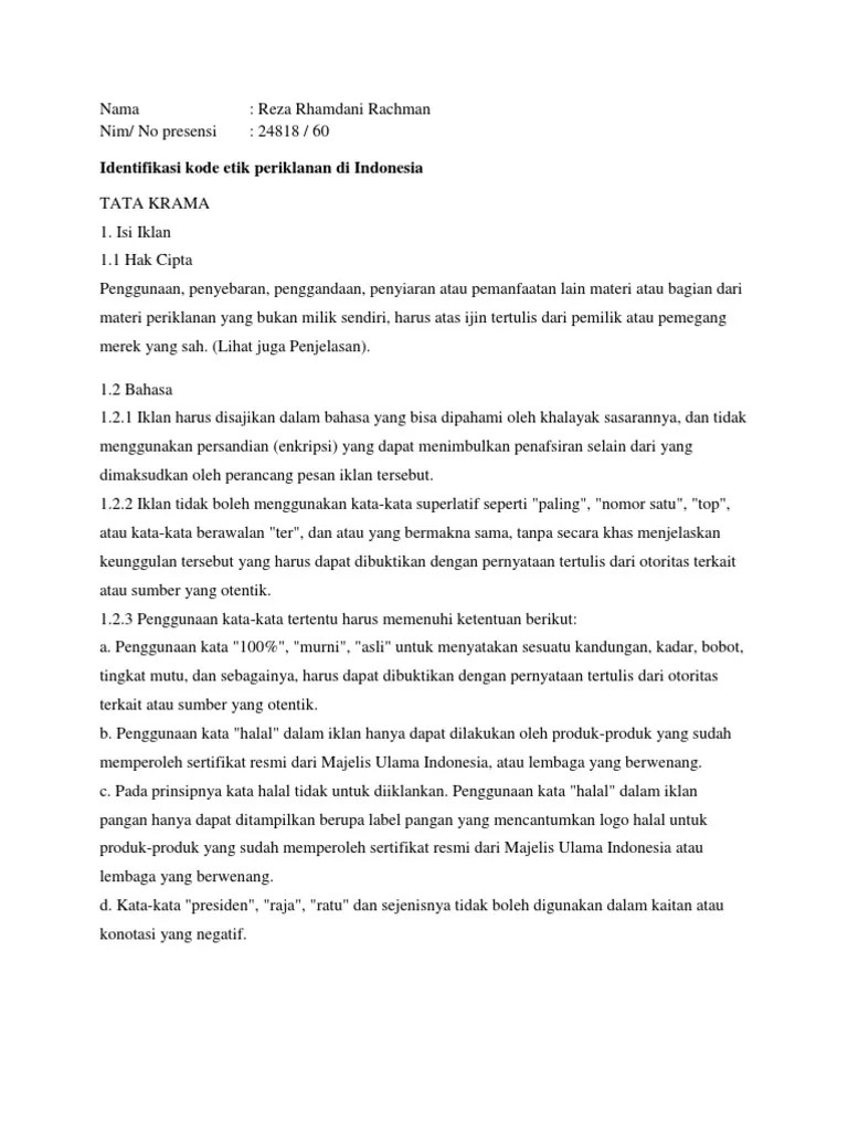Kode Etik Periklanan