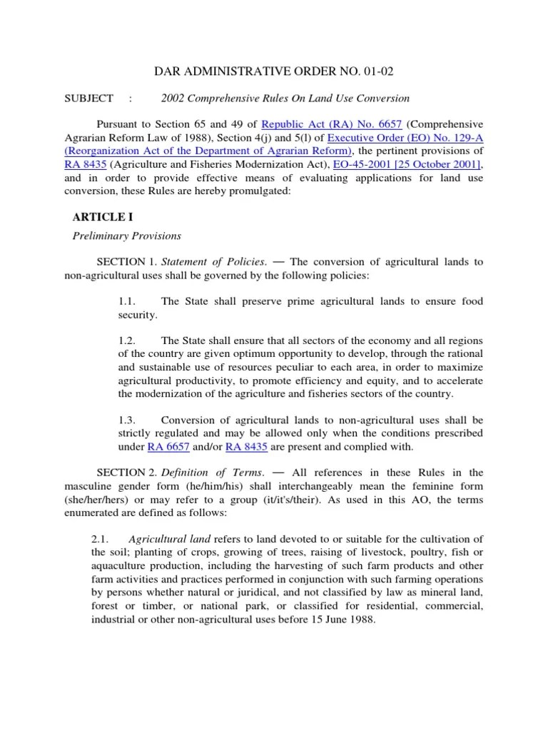 Regulating Land Use Conversion New Rules Establish Strict Guidelines