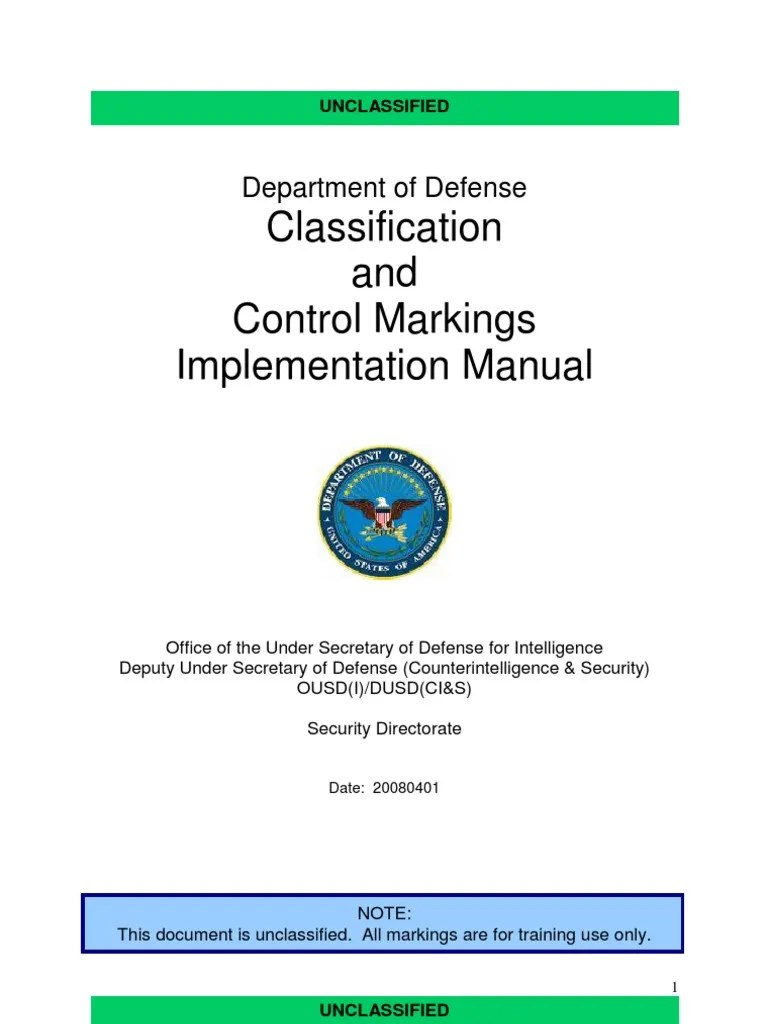 Department of Defense (DoD) Classification and Control Markings