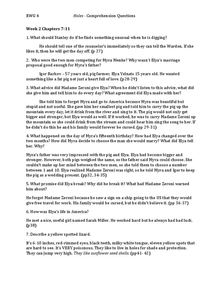 2 Comprehension Answer Key | PDF