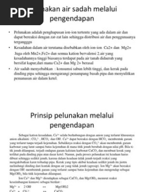 Pelunakan Air Sadah Melalui Pengendapan | PDF
