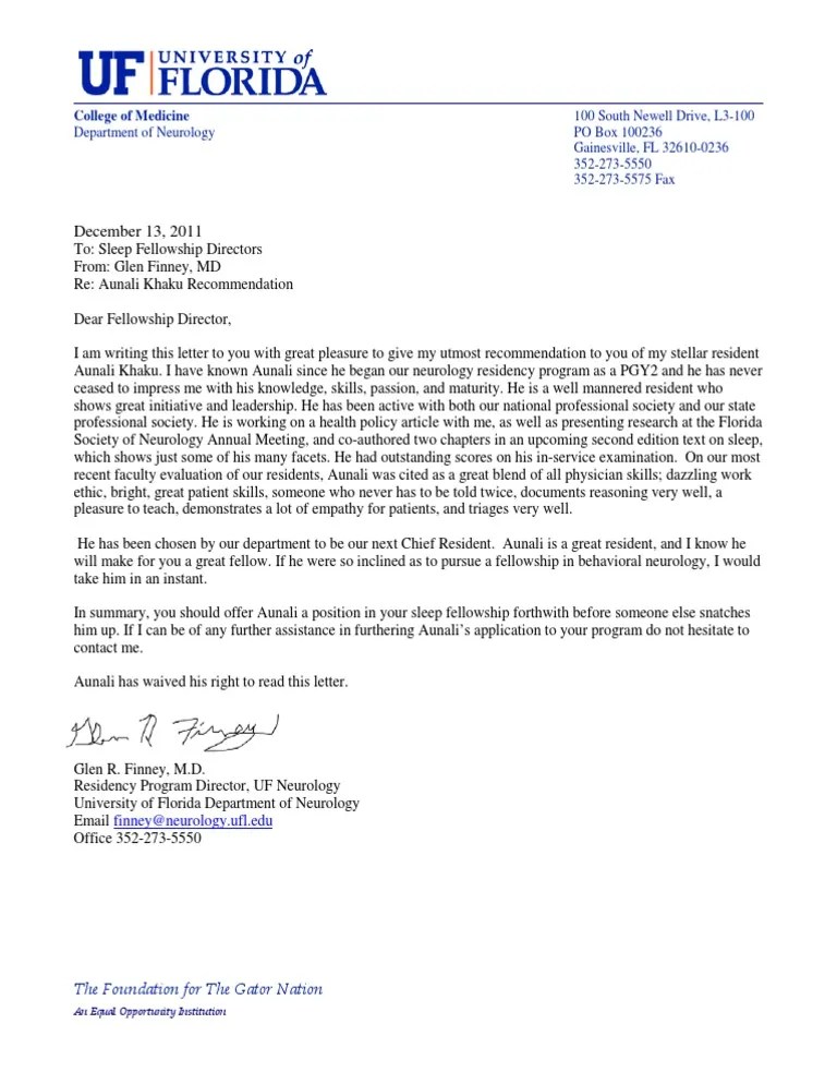 Dr. Aunali S Khaku, MD, Letter of Sleep Fellowship, DR