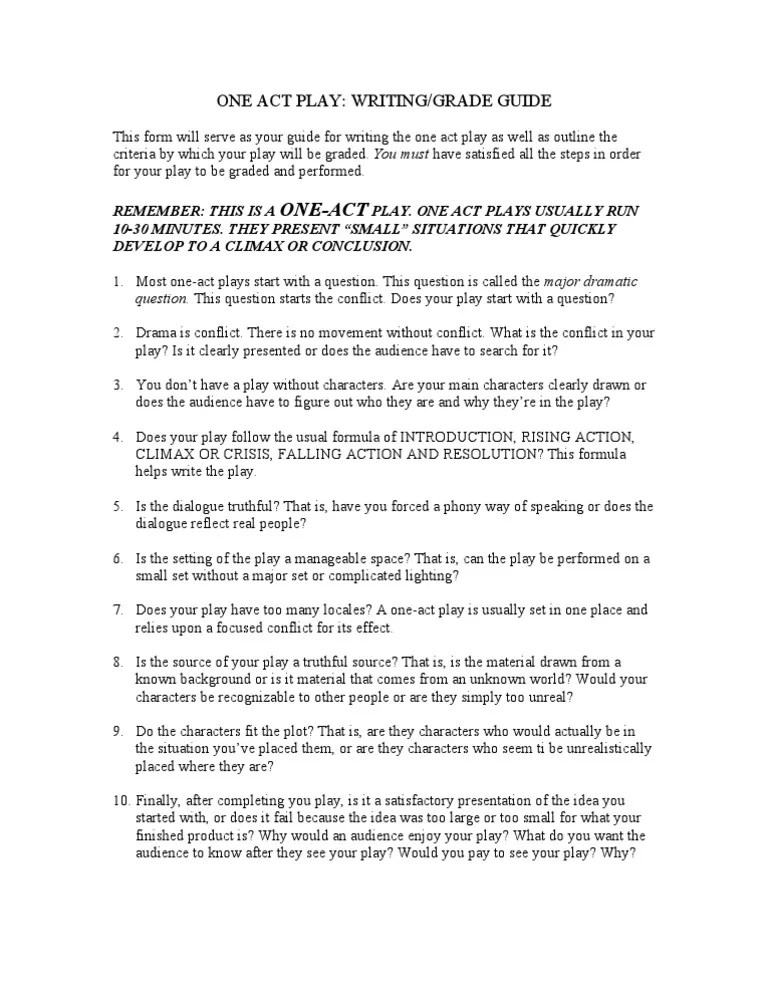 One Act Play Guide PDF
