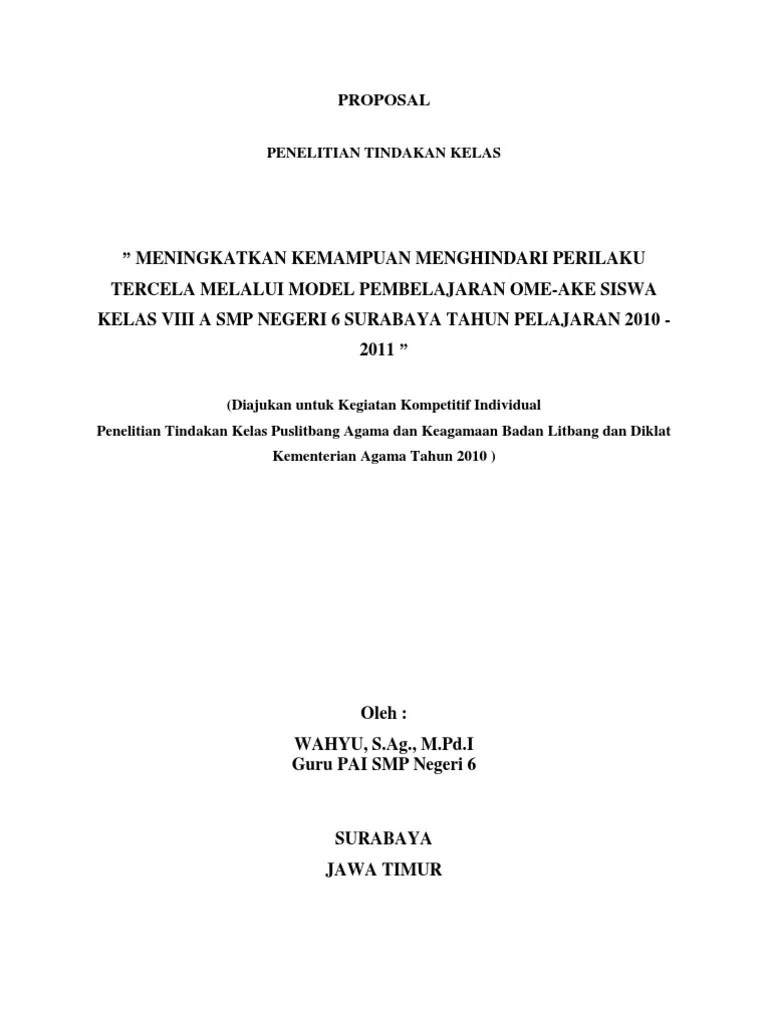 Download Proposal Penelitian Tindakan Kelas Sd
