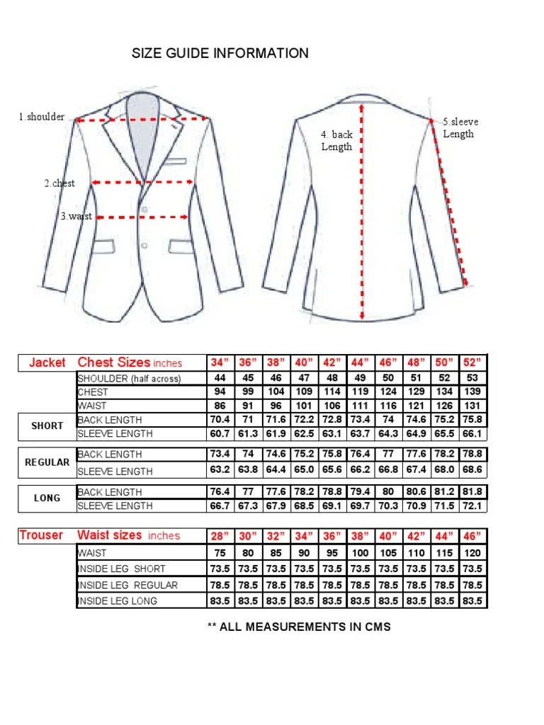 Size Guide Information Chest Sizes PDF