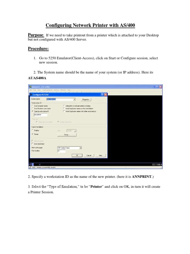 Configuring Printer On AS400 PDF