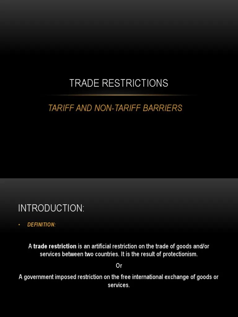 Trade Restrictions Tariff and NonTariff Barriers PDF Non Tariff