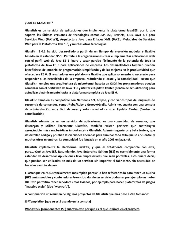 Qué Es Glassfish PDF Páginas del servidor Java Script Java