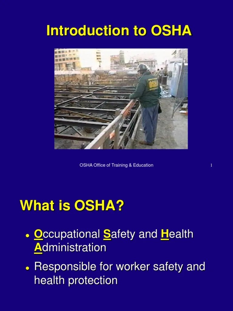 Introduction To OSHA OSHA Office of Training & Education 1 PDF
