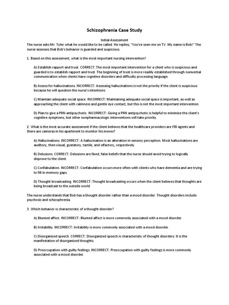 Schizophrenia Case Study Olanzapine Schizophrenia