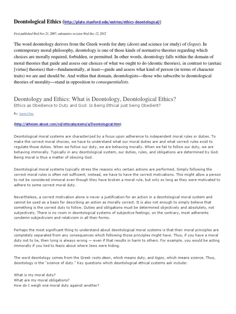 Deontological Ethics Utilitarianism Utilitarianism Propositional